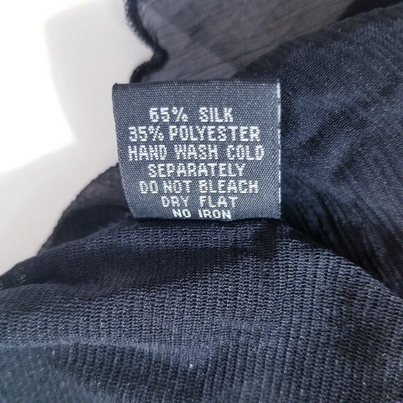 Lapis Sheer Silk Blend Velvet Rhinestones Embellished Ruffle Blouse - Picture 11 of 12